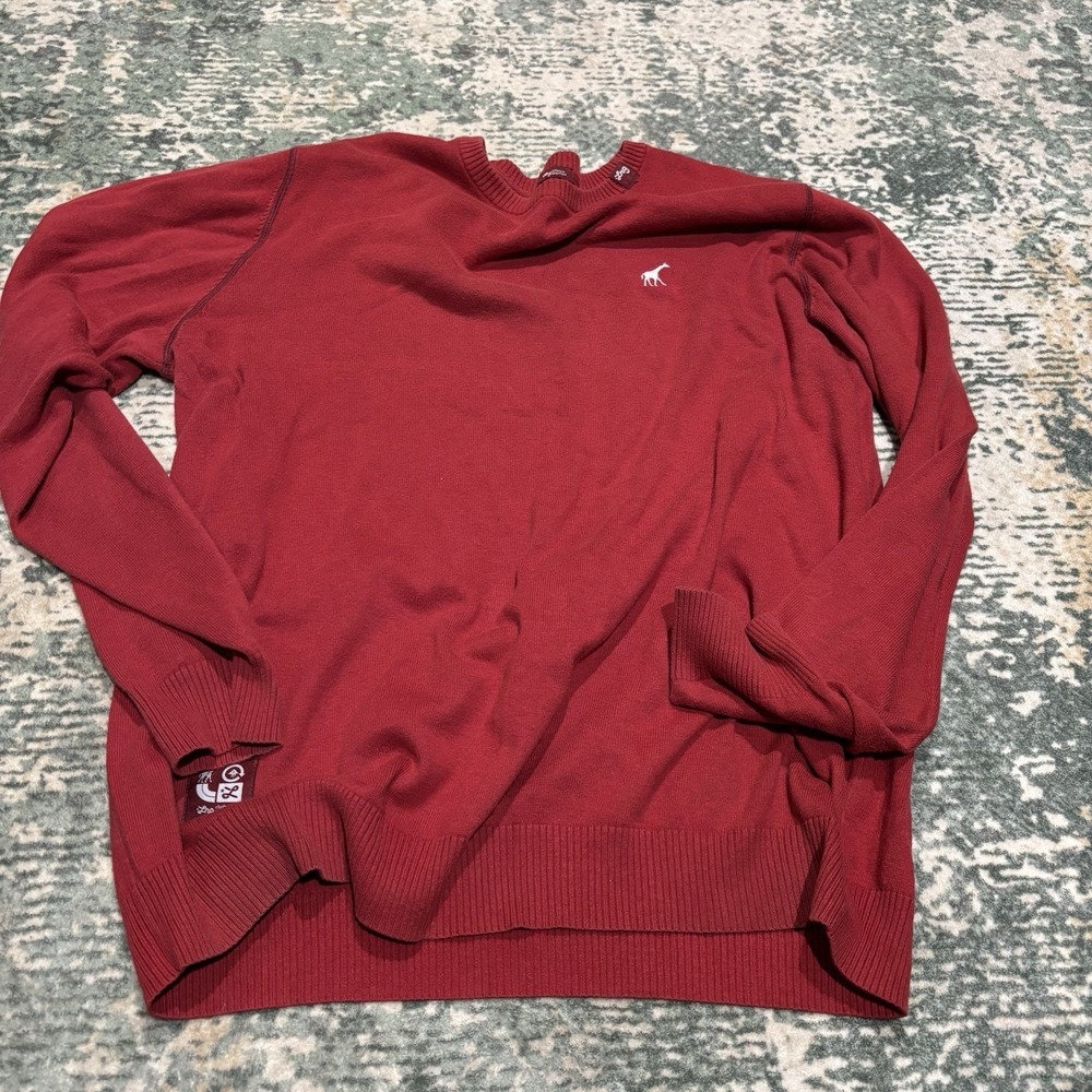 LRG Embroidered Giraffe Sweater 2XL Men's Red Cotton